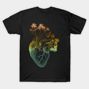 Anatomically Correct Human Heart - Palm Trees T-Shirt